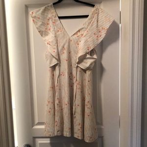 Club Monaco floral pinstripe backless dress